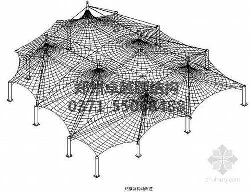 設(shè)計(jì)圖中可以看出索膜結(jié)構(gòu)一般由膜材、索結(jié)構(gòu)、支架結(jié)構(gòu)三部分組成