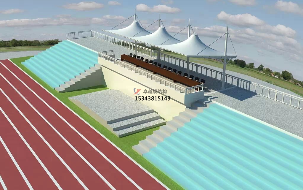 長沙體育公園膜結(jié)構(gòu)【看臺(tái)雨棚】門球場(chǎng)案例